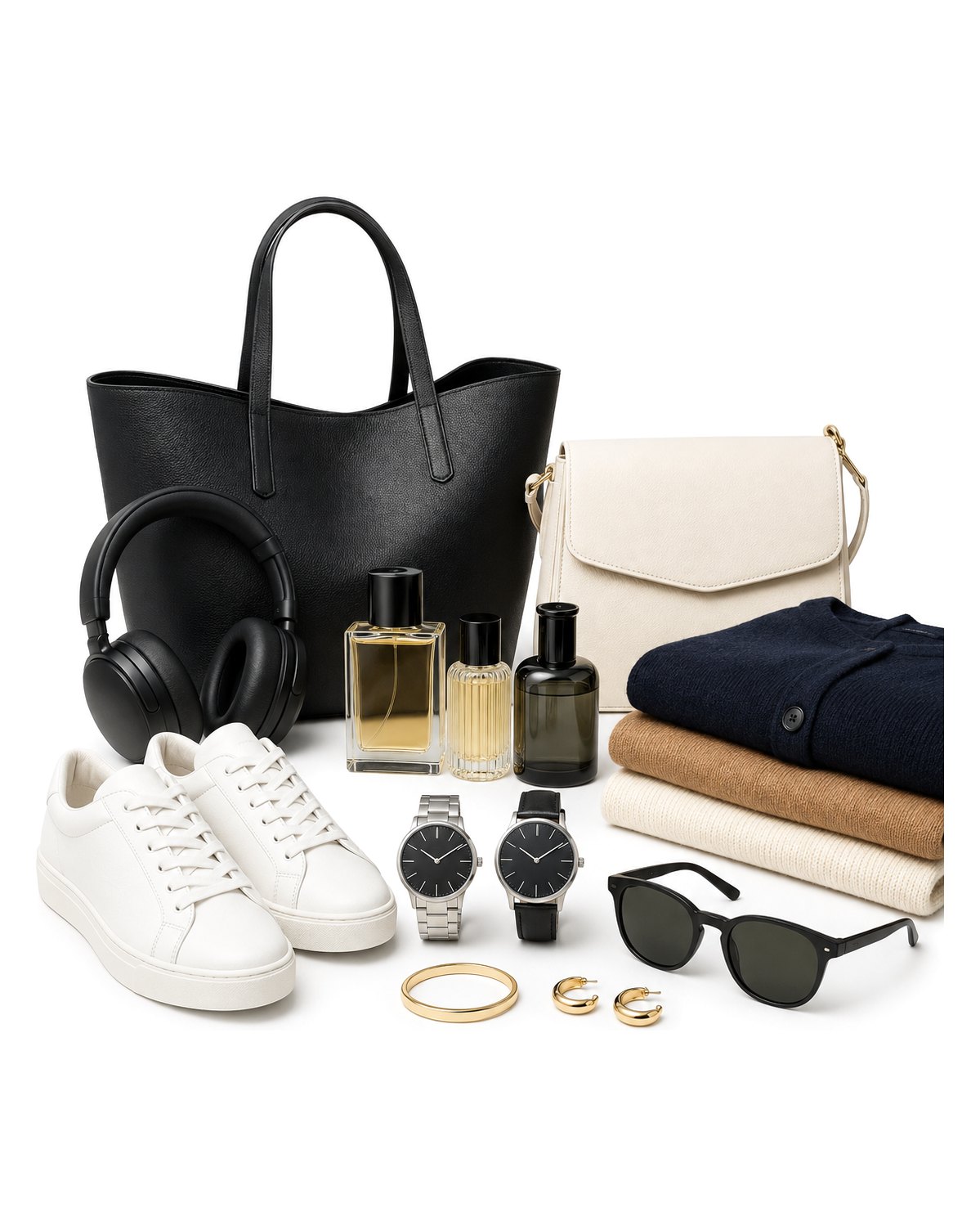 Premium goods from several categories together: handbags, fragrance, watches, headphones, shoes, knitwear and jewellery